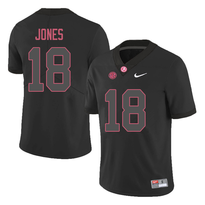 Alabama Crimson Tide Men's Austin Jones #18 Black NCAA Nike Authentic Stitched 2018 College Football Jersey LD16E55PW